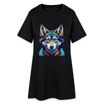 Chien-loup tchécoslovaque Race Dessin animé Kawaii - Robe T-shirt Femme - noir - Devant