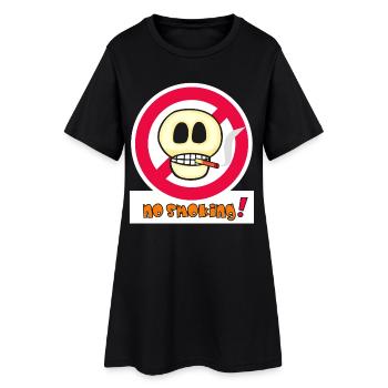 Visage de crâne non fumeur - Émoticône drôle - Robe T-shirt Femme - noir - Devant