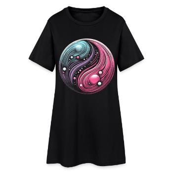 Yin Yang Cosmique : l’équilibre galactique de l’univers - Robe T-shirt Femme - noir - Devant