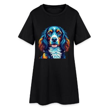 Épagneul picard Race de chien Coloré Dessin animé Kawaii - Robe T-shirt Femme - noir - Devant