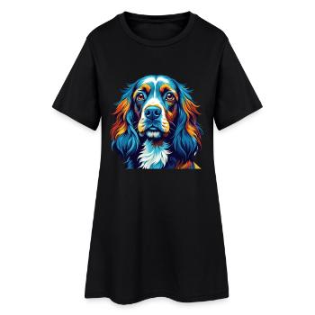 Sussex Spaniel Chien Race Coloré Dessin Animé Kawaii - Robe T-shirt Femme - noir - Devant