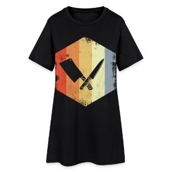 Croquis du boucher couperet - Robe T-shirt Femme - noir - Devant