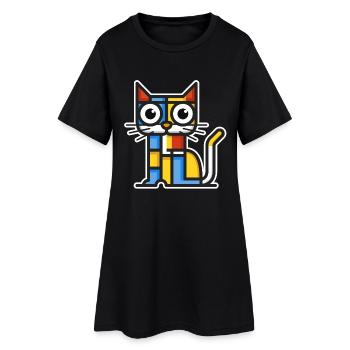 Illustration colorée d’un chat cubiste. - Robe T-shirt Femme - noir - Devant