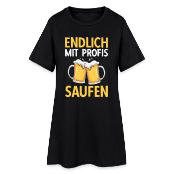Endlich mit Profis saufen - Frauen T-Shirt-Kleid - Schwarz - Vorne