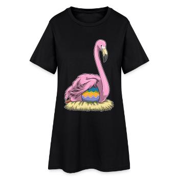 Flamingo Ostern Osterei  - Frauen T-Shirt-Kleid - Schwarz - Vorne
