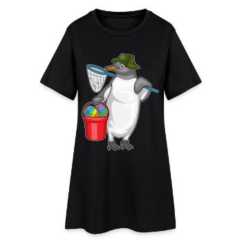Pêche de Pâques au manchot - Robe T-shirt Femme - noir - Devant