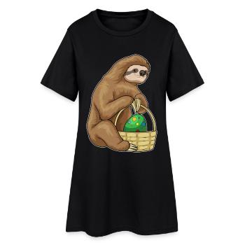 Faultier Ostern Osterei  - Frauen T-Shirt-Kleid - Schwarz - Vorne