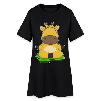 Girafe Yoga Fitness Méditation - Robe T-shirt Femme - noir - Devant