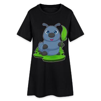 Feuille de chenille - Robe T-shirt Femme - noir - Devant