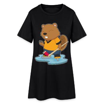 Biber Eishockey Eishockeyschläger - Frauen T-Shirt-Kleid - Schwarz - Vorne