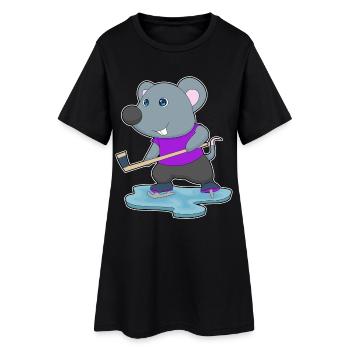 Mouse Bâton de Hockey sur Glace - Robe T-shirt Femme - noir - Devant