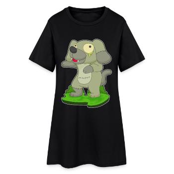 Hund Halloween Zombie - Frauen T-Shirt-Kleid - Schwarz - Vorne