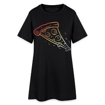Retro Pizza Scheibe Skizze - Frauen T-Shirt-Kleid - Schwarz - Vorne