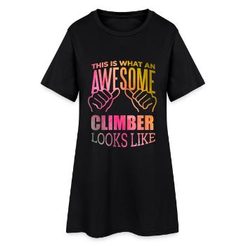Klettern - Frauen T-Shirt-Kleid - Schwarz - Vorne