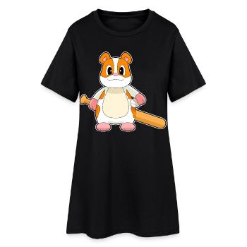 Hamster Baseball Batte de Baseball - Robe T-shirt Femme - noir - Devant