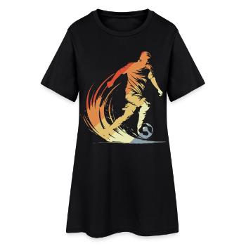 Joueur de football dessin look vintage - Robe T-shirt Femme - noir - Devant