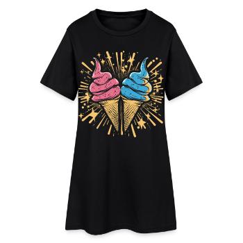 Look de dessin animé de crème glacée - Robe T-shirt Femme - noir - Devant
