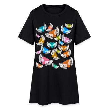 Herz Herzen Geburtstag Valentin Valentinstag - Frauen T-Shirt-Kleid - Schwarz - Vorne
