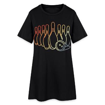 Vintage Bowling Pins and Ball - Women’s T-Shirt Dress - black - Front
