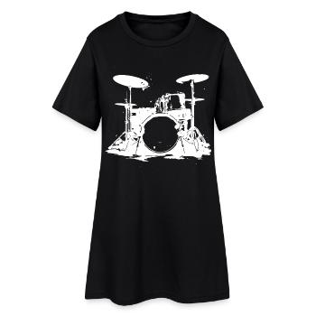 Croquis de batterie - Robe T-shirt Femme - noir - Devant