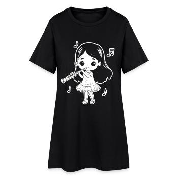 Drôle Flûte Fille Comic Look - Robe T-shirt Femme - noir - Devant