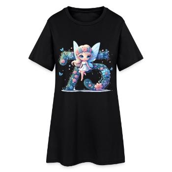 75 Years Fairy Elf Birthday Anniversary Gift - Women’s T-Shirt Dress - black - Front