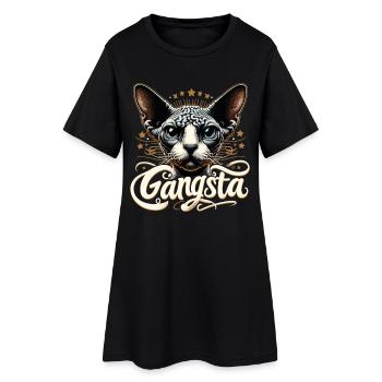 Cornish Rex Gangsta Hip Hop Chat Cadeau - Robe T-shirt Femme - noir - Devant