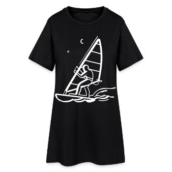 Windsurfing Line Art - Women’s T-Shirt Dress - black - Front