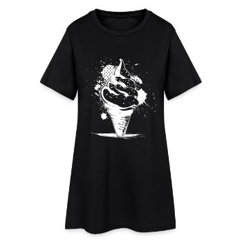 Cornet de crème glacée Dessin - Robe T-shirt Femme - noir - Devant