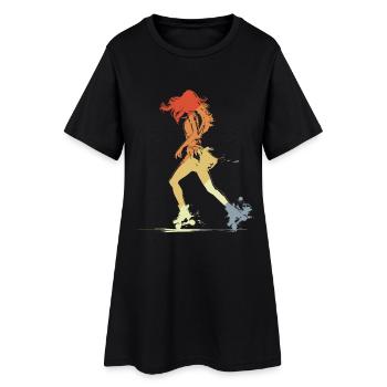 Roller Skating Girl Grafik - Frauen T-Shirt-Kleid - Schwarz - Vorne