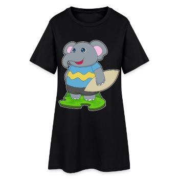 Été de planche de surf sur l’éléphant - Robe T-shirt Femme - noir - Devant