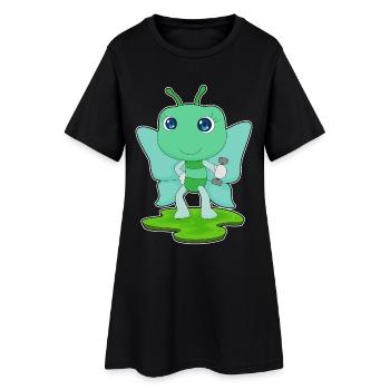 Bodybuilding papillon avec haltères - Robe T-shirt Femme - noir - Devant
