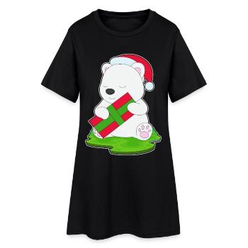 Chapeau de Noël Ours Polaire Noël - Robe T-shirt Femme - noir - Devant