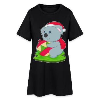 Cloche de Noël Koala - Robe T-shirt Femme - noir - Devant