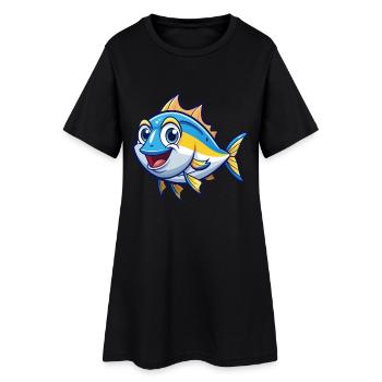 thon mignon personnage de dessin animé kawaii clipart - Robe T-shirt Femme - noir - Devant