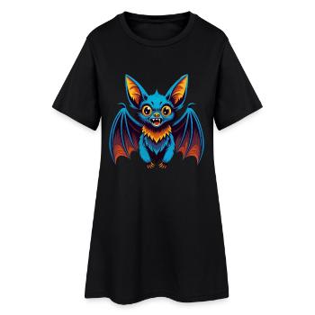Chauve-souris coloré Kawaii dessin animé Personnage Clipart - Robe T-shirt Femme - noir - Devant