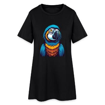 perroquet coloré Kawaii Dessin animé Personnage Clipart - Robe T-shirt Femme - noir - Devant
