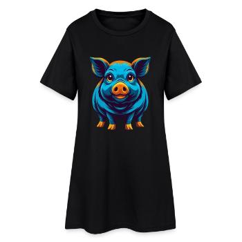 cochon coloré kawaii personnage de dessin animé clipart - Robe T-shirt Femme - noir - Devant