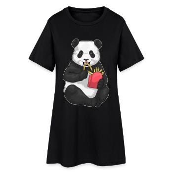 Frites Panda - Robe T-shirt Femme - noir - Devant