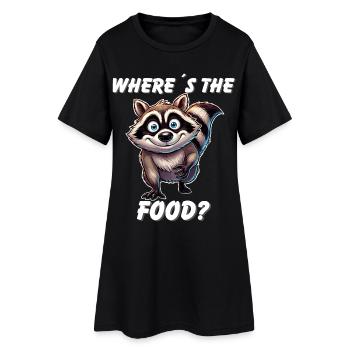 Où est la nourriture ? Mignon raton laveur drôle dessin animé Tee - Robe T-shirt Femme - noir - Devant