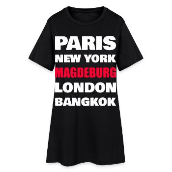 Magdeburg Stadt  - Frauen T-Shirt-Kleid - Schwarz - Vorne