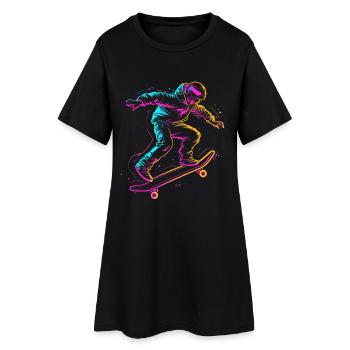 dessin de skateboarder de dessin animé - Robe T-shirt Femme - noir - Devant