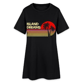 Island Dreams Vintage coucher de soleil palmiers T-shirt rétro - Robe T-shirt Femme - noir - Devant