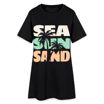 Mer Soleil Sable Plage Palmiers Ambiance d’été T-shirt - Robe T-shirt Femme - noir - Devant
