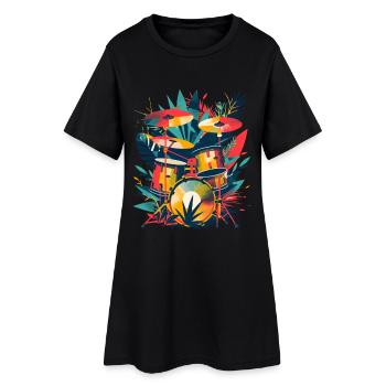 Illustration de batterie - Robe T-shirt Femme - noir - Devant