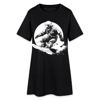 Dessin de snowboarder - Robe T-shirt Femme - noir - Devant