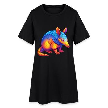 Gürteltier Bunte Kawaii Cartoon Figur Tier - Frauen T-Shirt-Kleid - Schwarz - Vorne