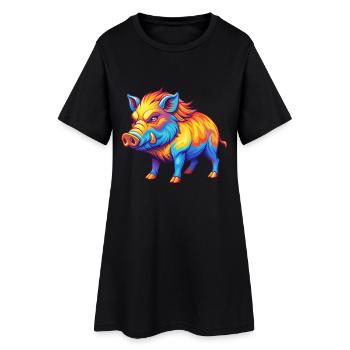 sanglier coloré Kawaii personnage de dessin animé Clipart - Robe T-shirt Femme - noir - Devant