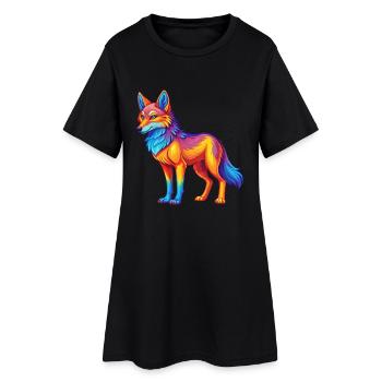 Coyote coloré Kawaii personnage de dessin animé Clipart - Robe T-shirt Femme - noir - Devant
