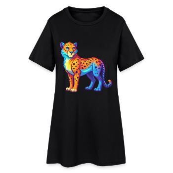 guépard coloré kawaii dessin animé personnage clipart - Robe T-shirt Femme - noir - Devant